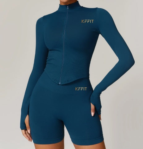 KFFIT Winter Luxe 4-Piece Set featuring a cozy black and white winter accessories collection with scarves, gloves, and hats.