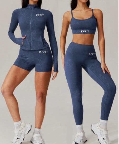 KFFIT Marbled Elite Active Collection 4-piece set featuring marbled patterned workout accessories on a white background.